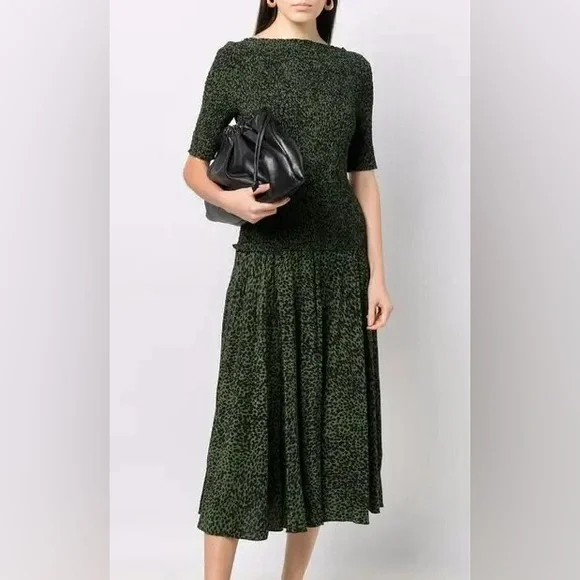 Proenza Schouler Black and Green Midi Dress - Picture 2 of 11